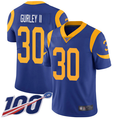 Los Angeles Rams Limited Royal Blue Men Todd Gurley Alternate Jersey NFL Football 30 100th Season Vapor Untouchable